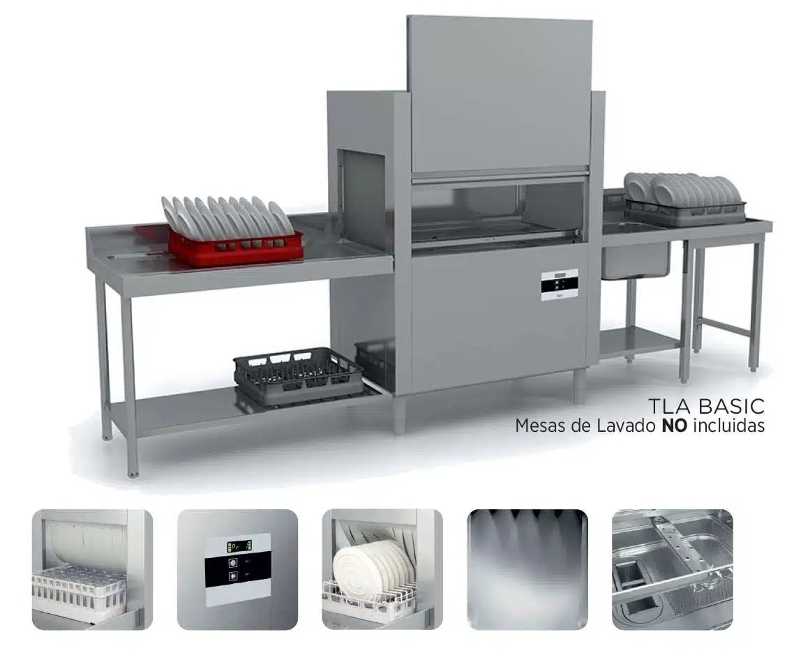 Túnel de lavado  cesta 50x50 cm LAVADO + ACLARADO 120/160 cestas/hora VERONA TLA PLUS (31-11.1)