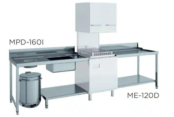 Mesa de prelavado entrada izquierda dim.1200x750x850h sin estante con aro desbarazado mm MPDS-120I
