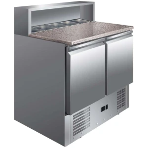 Mesa GN1/1 2 Puertas Preparación Ensaladas con Encimera de Granito de 900 x700 x1010h mm PEKIN PS900