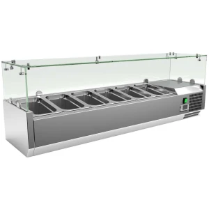 Vitrina 6 cubetas GN1/4 con Cúpula de Vídrio de 1400 x335 x440h mm PEKIN VRX1400330FG