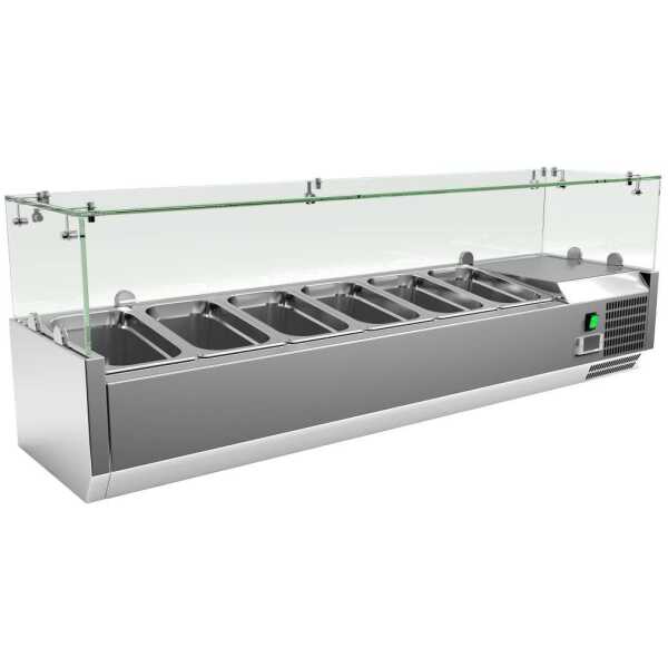 Vitrina 6 cubetas GN1/4 con Cúpula de Vídrio de 1400 x335 x440h mm PEKIN VRX1400330FG