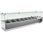 Vitrina 7 cubetas GN1/4 con Cúpula de Vídrio de 1500 x335 x440h mm PEKIN VRX1500330FG