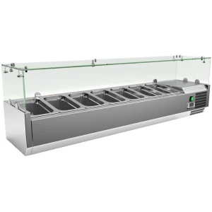 Vitrina 7 cubetas GN1/4 con Cúpula de Vídrio de 1500 x335 x440h mm PEKIN VRX1500330FG