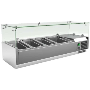 Vitrina 3 cubetas GN1/3 + 1 cubeta GN1/2 con Cúpula de Vídrio de 1200 x395 x440h mm PEKIN VRX1200380FG