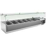 Vitrina 5 cubetas GN1/3 + 1 cubeta GN1/2 con Cúpula de Vídrio de 1500 x395 x440h mm PEKIN VRX1500380FG