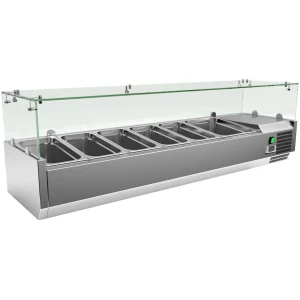 Vitrina 5 cubetas GN1/3 + 1 cubeta GN1/2 con Cúpula de Vídrio de 1500 x395 x440h mm PEKIN VRX1500380FG