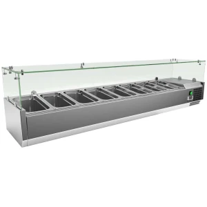 Vitrina 8 cubetas GN1/3 con Cúpula de Vídrio de 1800 x395 x440h mm PEKIN VRX1800380FG