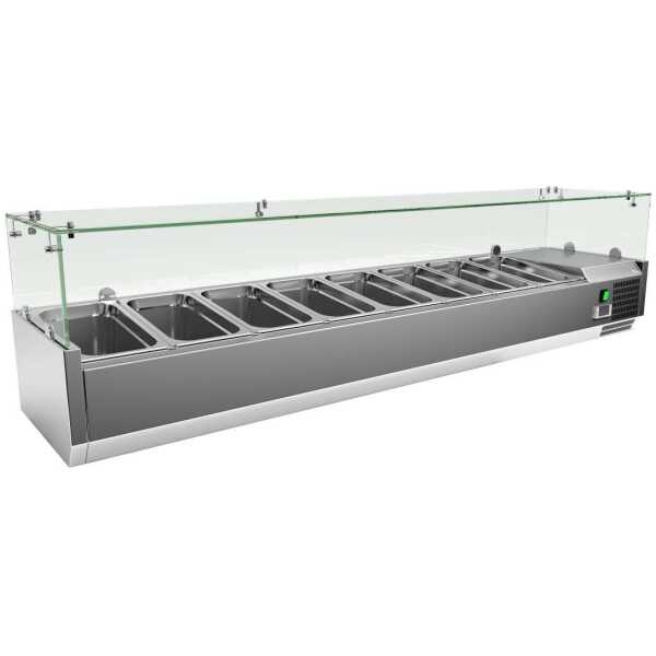 Vitrina 9 cubetas GN1/3 con Cúpula de Vídrio de 2000 x395 x440h mm PEKIN VRX2000380FG