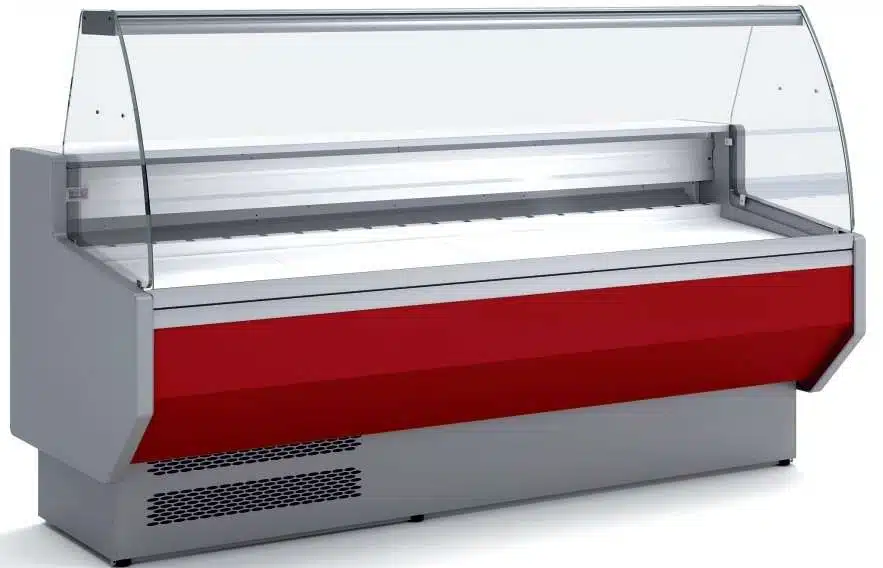 Vitrina Refrigerada Cristal Curvo Fondo 900 dim.2525x940x1235h mm Línea Córdoba VED-9-25-C