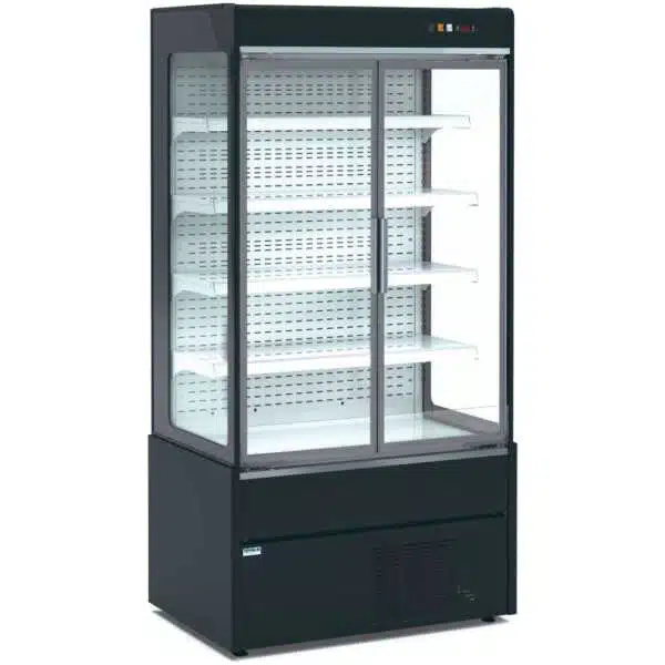 Mural Refrigerado Expositor con Puertas de Cristal 4 Estantes Fondo 700 de 1020 x700 x1990h mm AVEIRO MAE100PV-N color NEGRO