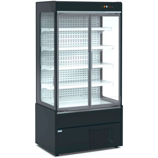 Mural Refrigerado Expositor con Puertas de Cristal 4 Estantes Fondo 700 de 1020 x700 x1990h mm AVEIRO MAE100PV-N color NEGRO