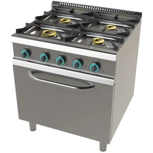 Cocina a gas con horno GN2/1 de 4 fuegos 8+4