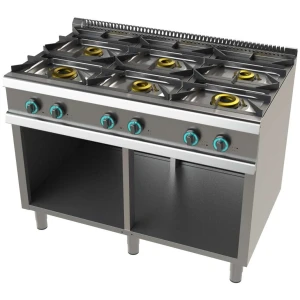 Cocina a gas con mueble de 6 fuegos 2x8+4