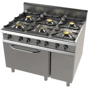 Cocina a gas con mueble 6 fuegos 2X8+4