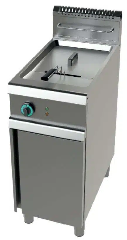 Freidora a gas 1 cuba limpia de 17 litros con 16Kw Serie 700 JUNEX con medidas 400x730x900h mm FG7N117