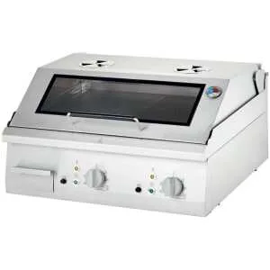 Fry top eléctrico acero rectificado sobremesa placa lisa CON TAPA 800x700x250h mm 8
