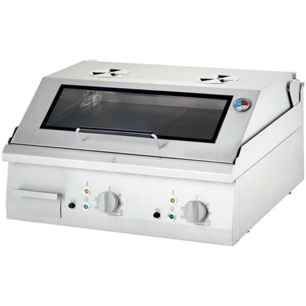 Fry top eléctrico acero rectificado sobremesa placa lisa CON TAPA 800x700x250h mm 8