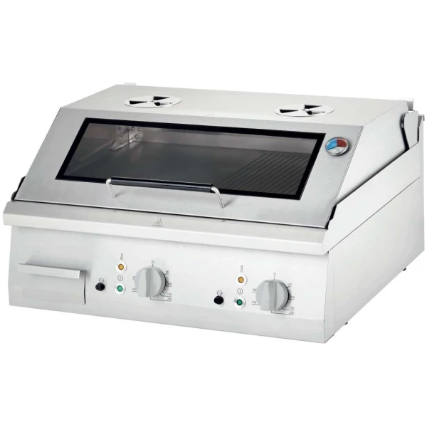 Fry top eléctrico acero rectificado sobremesa placa lisa CON TAPA 800x700x250h mm 8