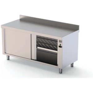 Mesa Caliente Acero Inoxidable Mural Fondo 600 Con Puerta Corredera A 1 Cara 1500x600x850h mm HFTW160150SD