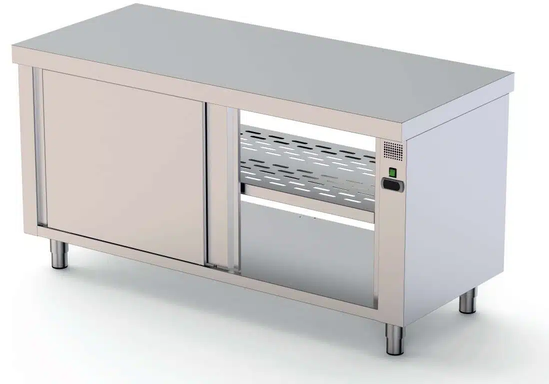 Mesa Caliente Acero Inoxidable Central Fondo 700 Con Puerta Corredera A 1 Cara 1200x700x850h mm HFTC170120SD