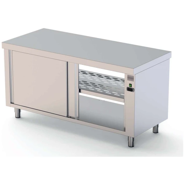 Mesa Caliente Acero Inoxidable Central Fondo 700 Con Puerta Corredera A 1 Cara 1500x700x850h mm HFTC170150SD