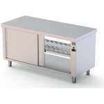 Mesa Caliente Acero Inoxidable Central Fondo 700 Con Puerta Corredera En Ambas Caras 1800x700x850h mm HFTC170180PT