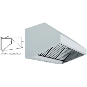 Campana Mural Snack Fondo 800 SIN TURBINA de 2500x800x700h mm AVEIRO A25080CM