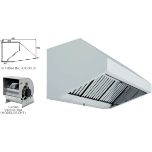 Campana Mural Snack Fondo 800 CON TURBINA de 1000x800x700h mm AVEIRO A10080CMT