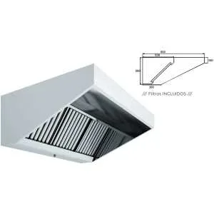 Campana Mural Snack Techo Bajo Elevado Fondo 800 SIN TURBINA de 1500x800x550h mm AVEIRO A15080CMB