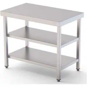 Mesa de Trabajo Acero inoxidable Central Con 2 Estante 1800x500x850h mm WTC150180S2