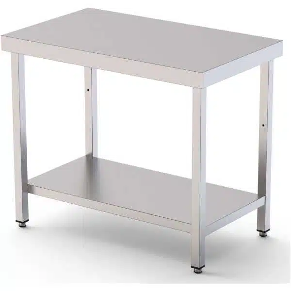 Mesa de Trabajo Acero inoxidable Central Con 1 Estante 1200x600x850h mm WTC160120S1