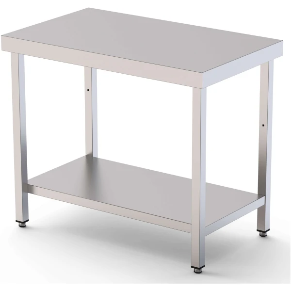 Mesa de Trabajo Acero inoxidable Central Con 1 Estante 2000x600x850h mm WTC160200S1
