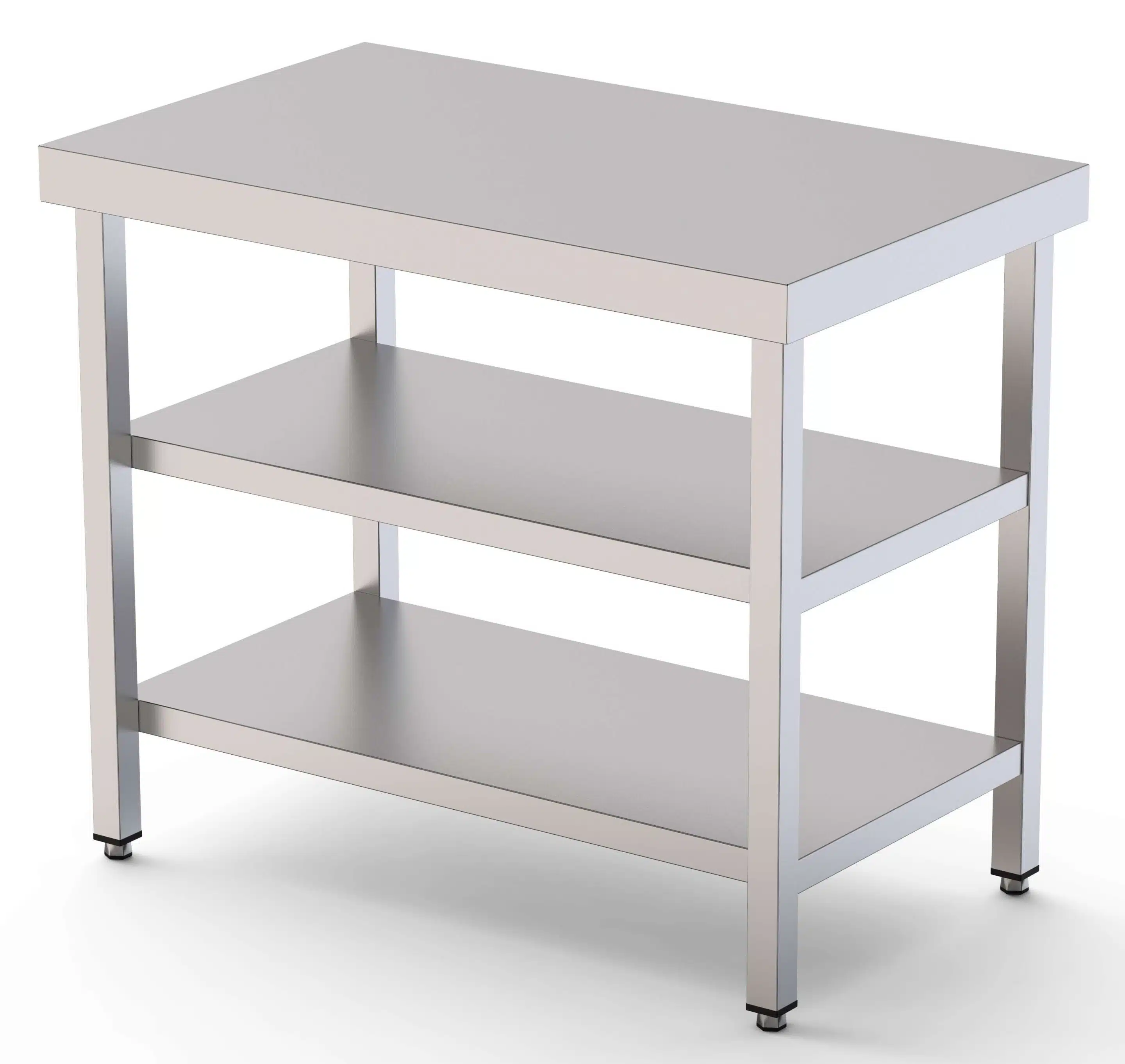 Mesa de Trabajo Acero inoxidable Central Con 2 Estante 900x600x850h mm WTC160090S2