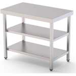 Mesa de Trabajo Acero inoxidable Central Con 2 Estante 1000x600x850h mm WTC160100S2