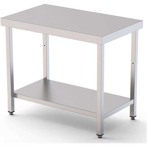Mesa de Trabajo Acero inoxidable Central Con 1 Estante 700x700x850h mm WTC170070S1