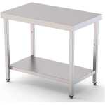 Mesa de Trabajo Acero inoxidable Central Con 1 Estante 1000x700x850h mm WTC170100S1