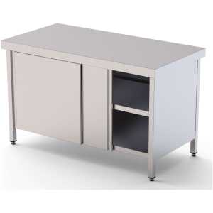 Mesa de Trabajo Acero inoxidable Central Con Puerta Corredera a 1 cara 1200x700x850h mm WTC170120SD