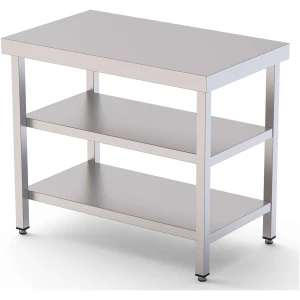 Mesa de Trabajo Acero inoxidable Central Con 2 Estante 600x800x850h mm WTC180060S2