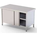 Mesa de Trabajo Acero inoxidable Central Con Puerta Corredera a 1 cara 2400x800x850h mm WTC180240SD