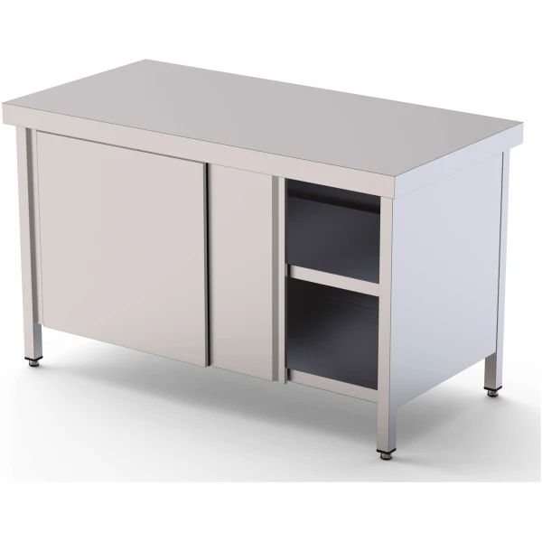 Mesa de Trabajo Acero inoxidable Central Con Puerta Corredera a 1 cara 1400x900x850h mm WTC190140SD