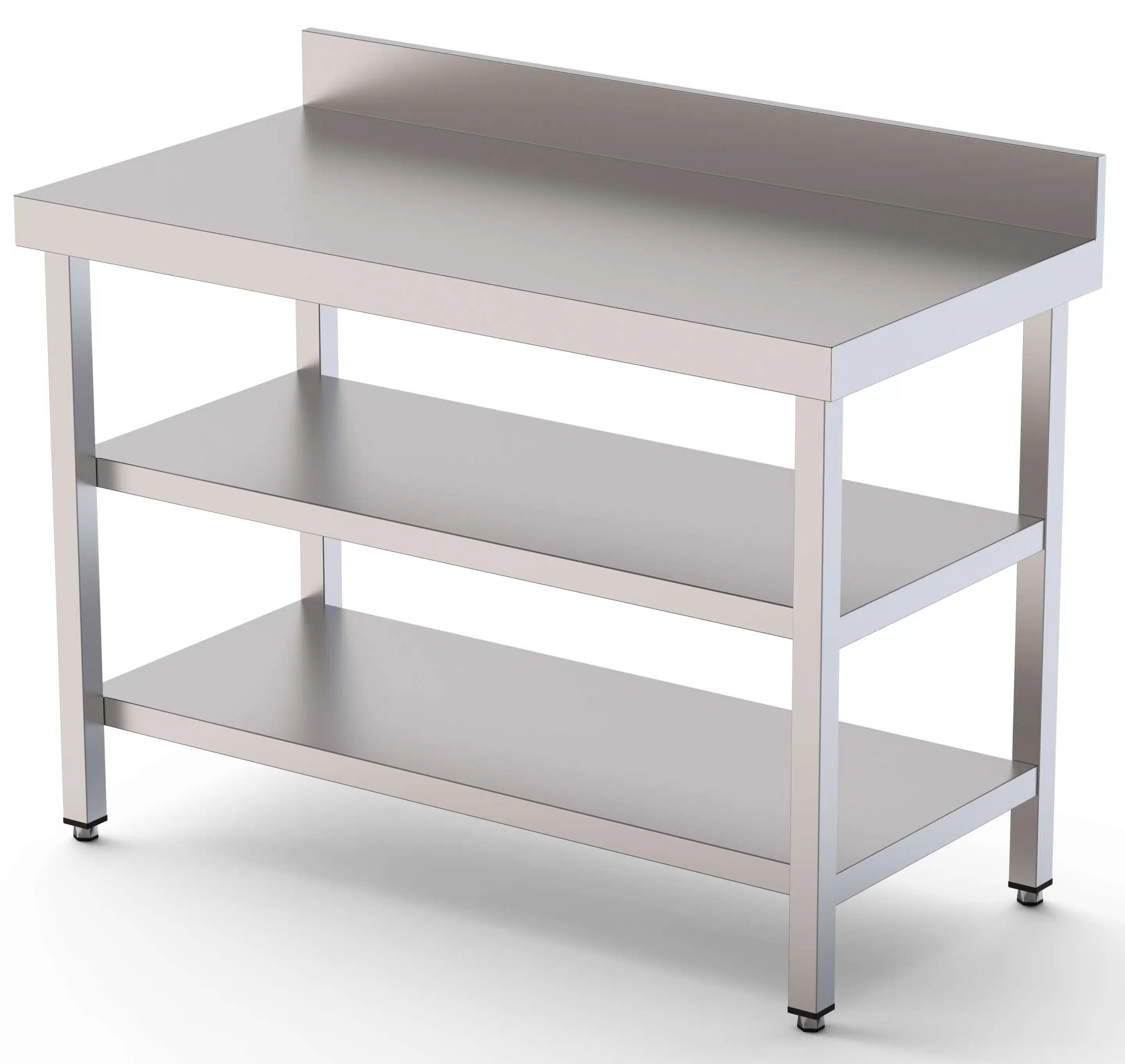 Mesa de Trabajo Acero inoxidable Mural Con 2 Estante 1200x500x850h mm WTW150120S2