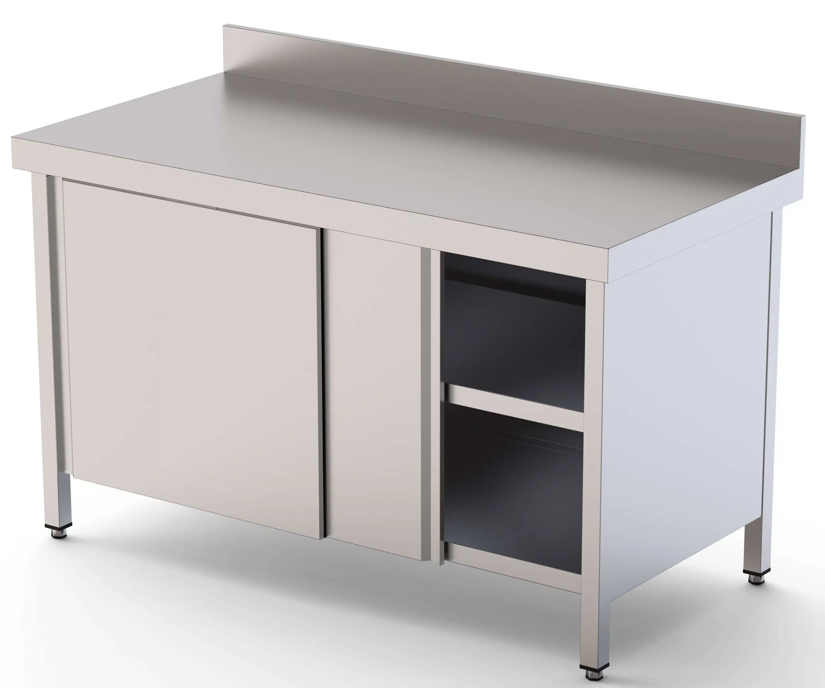 Mesa de Trabajo Acero inoxidable Mural Con Puerta Corredera a 1 cara 1400x500x850h mm WTW150140SD