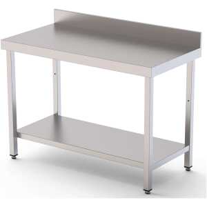Mesa de Trabajo Acero inoxidable Mural Con 1 Estante 2400x550x850h mm WTW155240S1