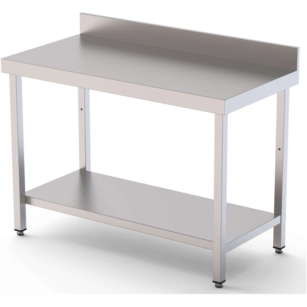 Mesa de Trabajo Acero inoxidable Mural Con 1 Estante 2400x600x850h mm WTW160240S1