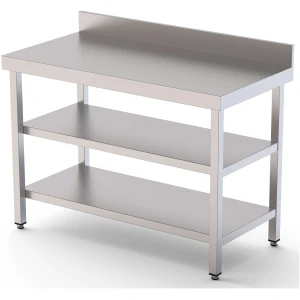 Mesa de Trabajo Acero inoxidable Mural Con 2 Estante 2800x600x850h mm WTW160280S2