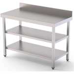 Mesa de Trabajo Acero inoxidable Mural Con 2 Estante 600x800x850h mm WTW180060S2