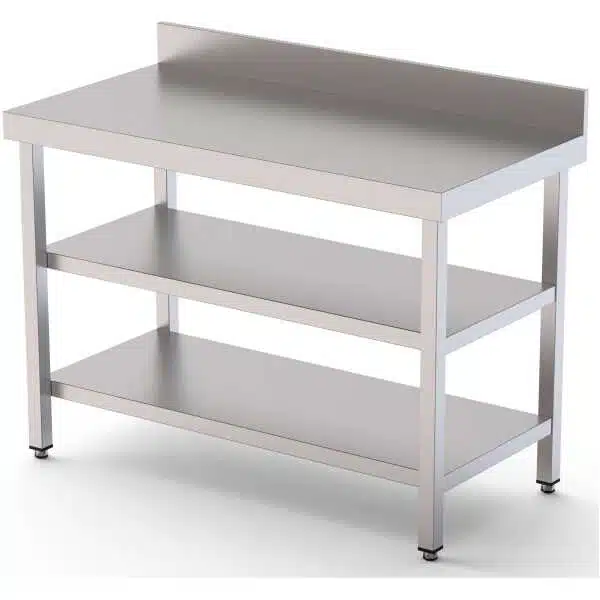 Mesa de Trabajo Acero inoxidable Mural Con 2 Estante 1600x900x850h mm WTW190160S2