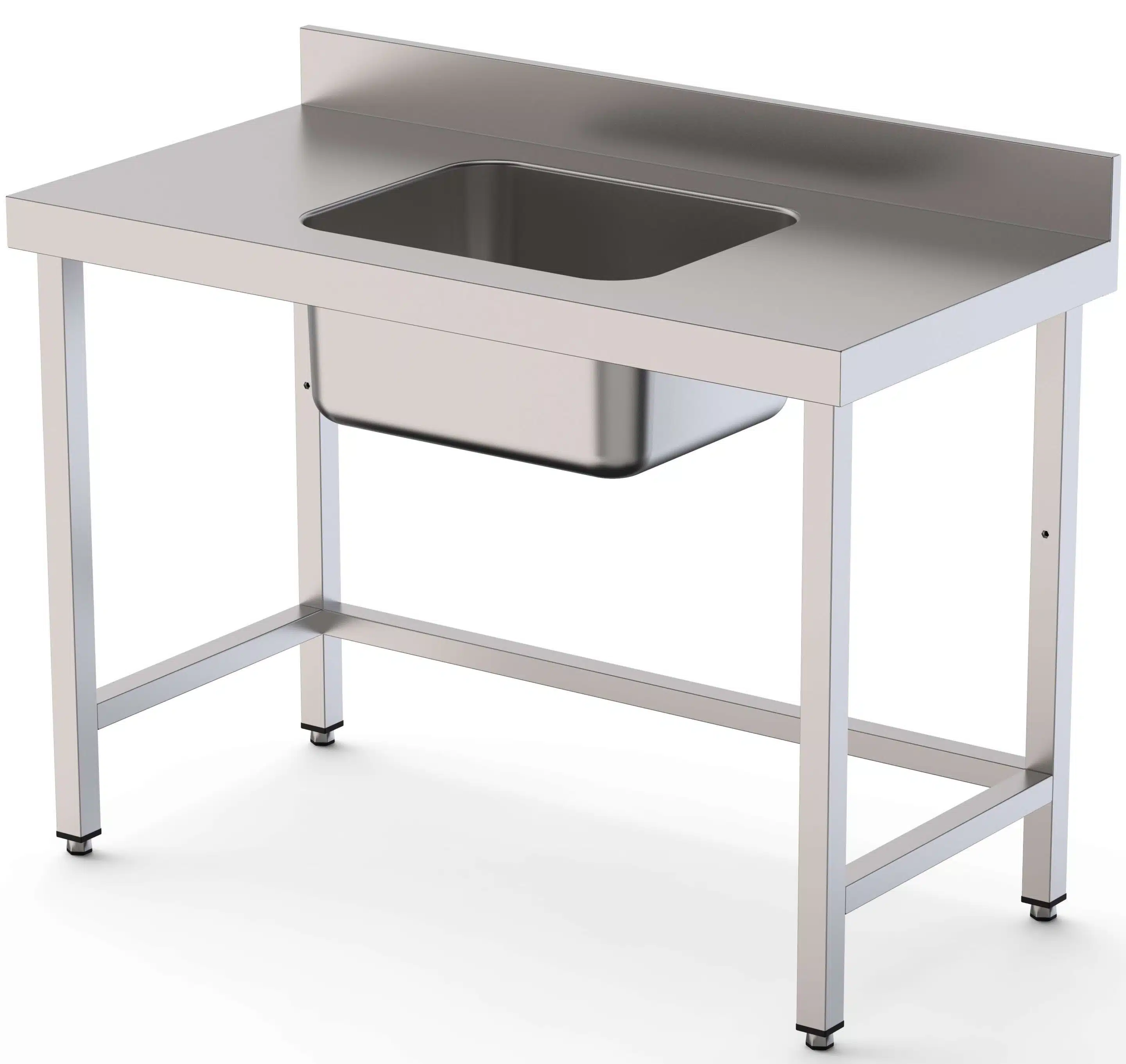 Mesa de Trabajo Acero Inoxidable Mural Sin Estante y Con Cubeta Central 1600x600x850h mm WTW16016CB0