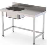 Mesa de Trabajo Acero Inoxidable Mural Sin Estante y Con Cubeta a la izquierda 1500x700x850h mm  WTW17015LB0