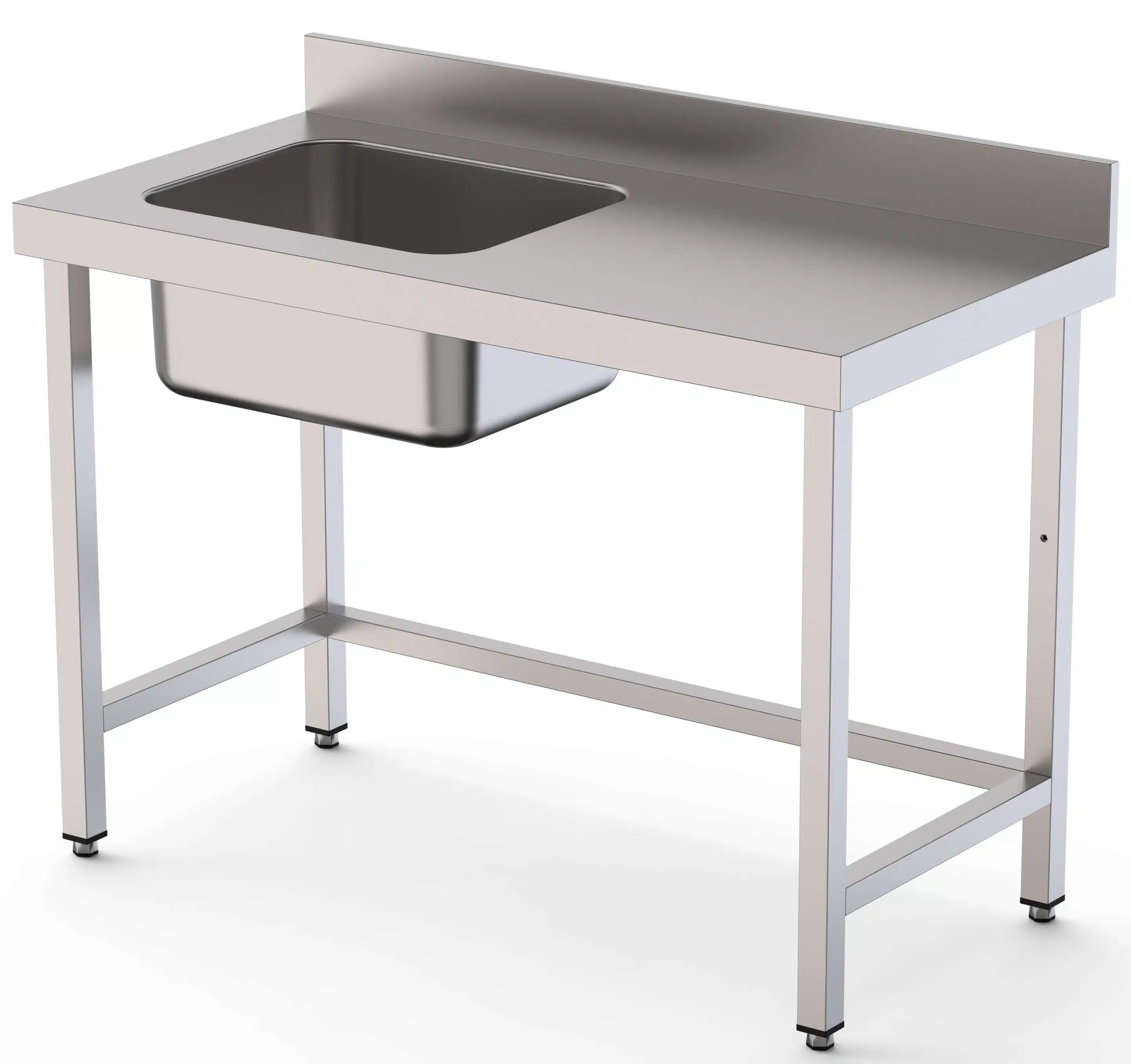 Mesa de Trabajo Acero Inoxidable Mural Sin Estante y Con Cubeta a la izquierda 2600x700x850h mm  WTW17026LB0